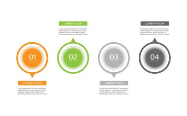 Bilgi grafikleri vektör tasarım şablonu. Verileriniz için dört adım veya seçenekler
