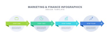 Okları olan yuvarlak bilgi elementleri. Sunum Slaytları için Infographic Tasarım Şablonu
