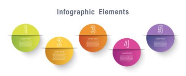 Veri ya da simgeler için alanı olan beş adım ya da seçenekli bilgi grafikleri. Infographic tasarım vektör şablonu