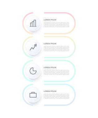 İş ya da pazarlama bilgi slaytları için dikey bilgi şablonu. Dört adım bilgi grafiği tasarım şablonu