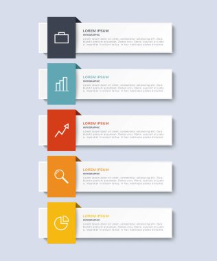 Beş İşlem Dikey Bilgi Şablonu. Simgeler ve Verilerle İş ve Pazarlama Bilgileri