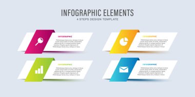 İş simgeleriyle ilgili bilgi şablonu. Dört adım, seçenekler veya süreçler. Başarıya giden yol.