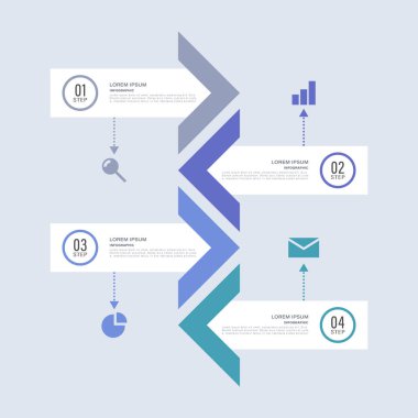 Dikey bilgi şablonu oku. Veri için simge ve alan içeren dört işlem veya seçenek