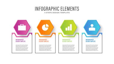Altıgen vektör bilgi şablonu. Veri için simgeleri ve alanı olan modern bilgi tasarımı