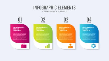 İş simgeleri ve metin için alanı olan 4 Adım Vektör Bilgi Şablonu