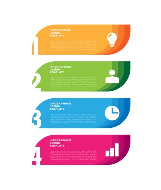 Soyut Bilgi Grafikleri Tasarımı. Simge ve Verili Dört Adım veya Süreç