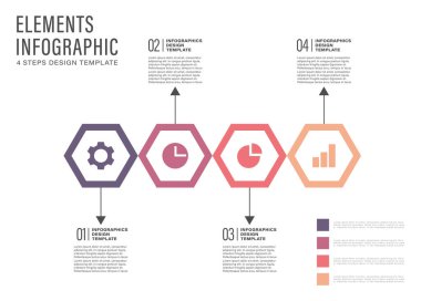 Altıgen ticari bilgi şablonu. Veri için çalışma akışı görselleştirme, simgelerle ve alanla zaman çizelgesi