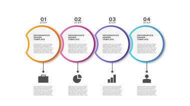 4 adım veya işlem vektör yatay bilgi şablonu. İş sunumu slaytları için bilgi düzeni