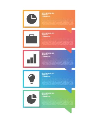 İş verisi görselleştirmesi. Beş adım ya da seçenekler dikey bilgi grafik tasarım şablonu