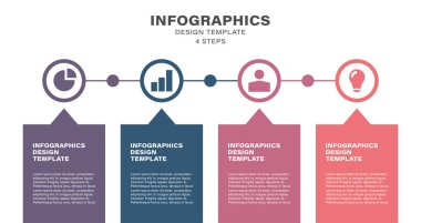 Veri için simge ve alan içeren 4 adım basit iş ve pazarlama bilgi şablonu