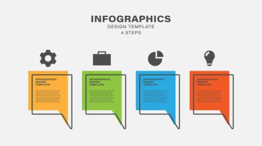 Konuşma balonu basit bilgi şablonu. Dört adım veya süreç