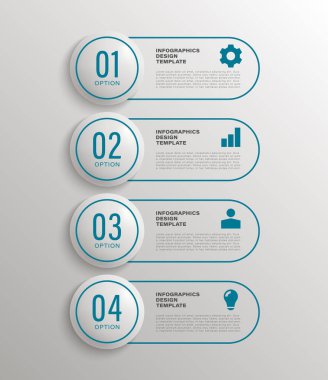 3D Vektör Bilgi Şablonu. İş Sunumu İçin Dört Adım veya Süreç Simgeleri ile Slayt