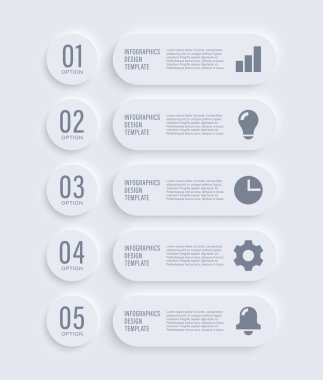 Nöroforfizm beyaz dikey tasarım bilgi şablonu. Simgeli beş adım ya da işlem infografik düzeni