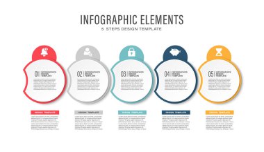 Beş adım ya da bilgi işlem düzeni. Simgelerle iş ve pazarlama bilgi tasarım şablonu.