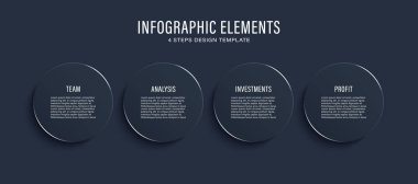 Modern bilgi şablonu tasarımı. Metin için alanı olan koyu bilgi düzeni.