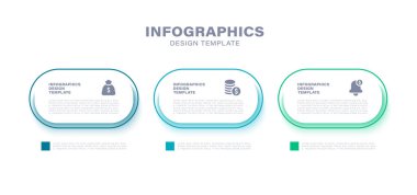 Üç seçeneği olan modern bilgi şablonu. Ticari bilgi düzeni, veri görselleştirmesi.