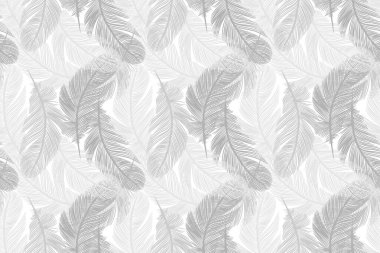 Gri tüyler vektörsüz desen. Dekor, kapak ve ambalaj kağıtları için tüyleri olan soyut tasarım