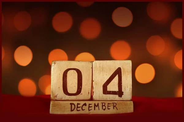 Dicembre Calendario Vintage Festivo Bokeh Luci Sfondo Biglietto Auguri Festeggiare — Foto Stock