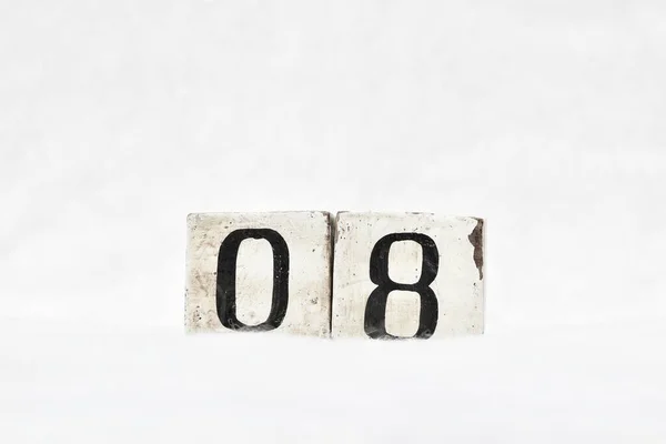 Vintage Houten Blok Kalendernummer Witte Gevlekte Achtergrond Kopieer Ruimte Voor — Stockfoto