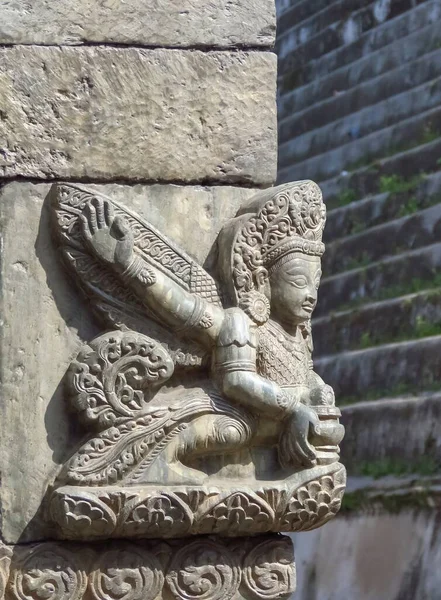 Detail of stone carving at Pashupatinath Hindu temple complex, Kathmandu, Nepal