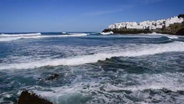 Хвилі Розбиваються Північному Узбережжі Гран Канарія Канарські Острови Іспанія Європа — стокове відео