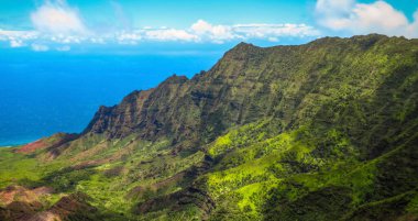 Panoramik manzara Kalalau Vadisi Kokee Eyalet Parkı, Na Pali Sahili, Kauai, Hawaii
