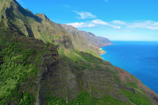 Pali Coast Aerial View Sea Cliffs Shoreline Kauai Hawaii — Stock Photo, Image