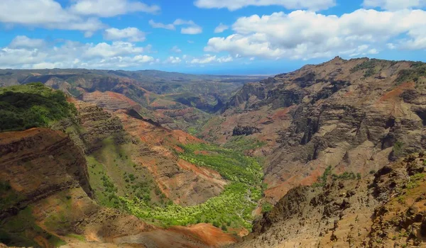 Panoramic View Waimea Canyon Valley Aka Grand Canyon Pacific Kauai — Stockfoto