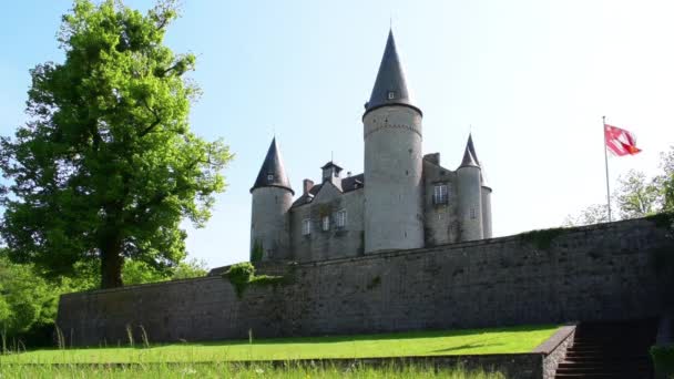 Замок Вевес Рядом Динантом Один Самых Красивых Средневековых Замков Бельгии — стоковое видео