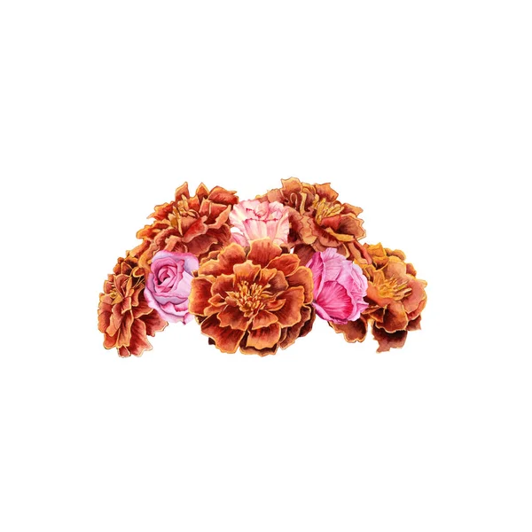 화강암 분홍빛 장미로 만들어 식물학적 바탕에 손으로 — 스톡 사진