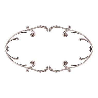 Oval şekilli klasik kopyalama alanı şablonu. Metnin için antik stil dekore edilmiş çerçeve. Beyaz arka planda elle çizilmiş suluboya çizimi. Kartpostallar, başlık işaretleri ve tasarımlar için sınırlar