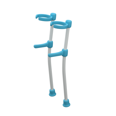 Bir çift ön kol koltuk değneği beyaz bir arkaplanda izole edilmiş, 3D görüntüleme