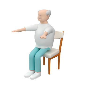 Son sınıf erkek karakteri mekik çalışıyor ve bu egzersiz için sandalye kullanıyor.