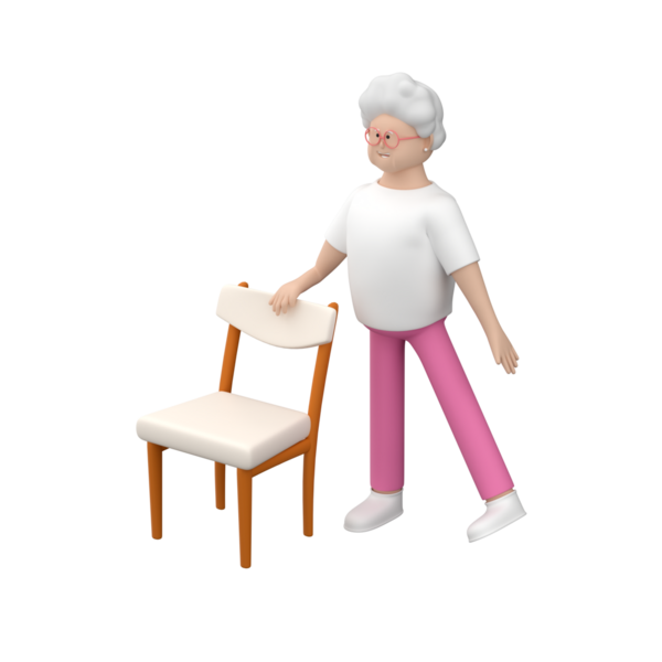 Son sınıf öğrencisi kadın koltuk kullanarak bacak kaldırıyor.