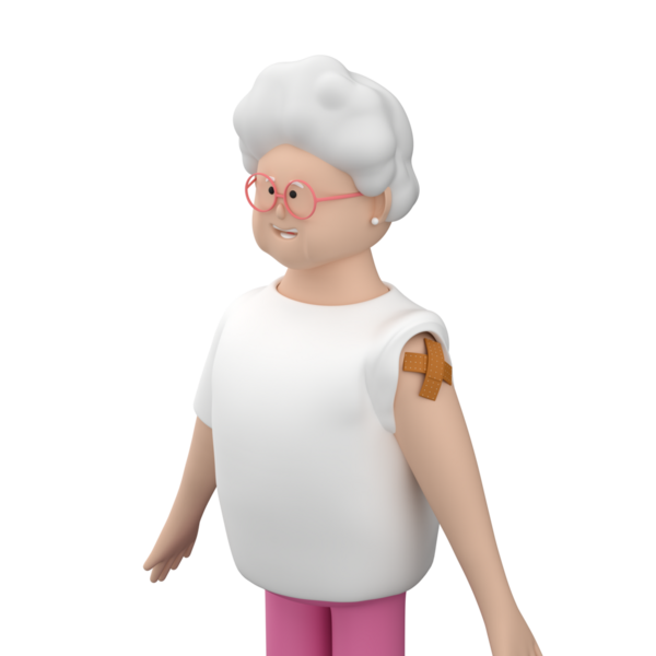 Aşıdan sonra omuzunda gri saç ve bandaj olan yaşlı bir kadın karakter.