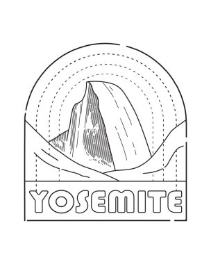 Yosemite Ulusal Parkı Tasarımı Mono Line Art, Rozet Tasarımı, Tişört Sanatı, Tee Design