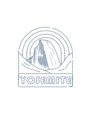 yosemite in mono line art, rozet tasarımı, T-shirt Art, Tee Design