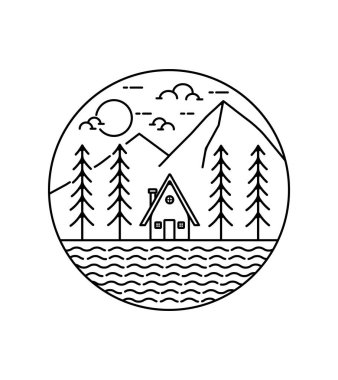 Mono Line Art, yama rozet vektörü, T-Shirt Tasarımı