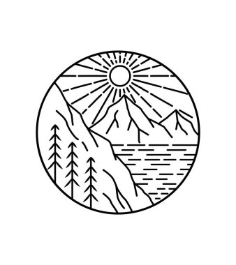 Mono çizgisi, yama rozeti tasarımı, amblem tasarımı, T-Shirt tasarımı.