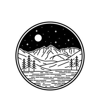 Colorado geceleri mono çizgisi, yama rozeti tasarımı, amblem tasarımı, T-Shirt Tasarımı.