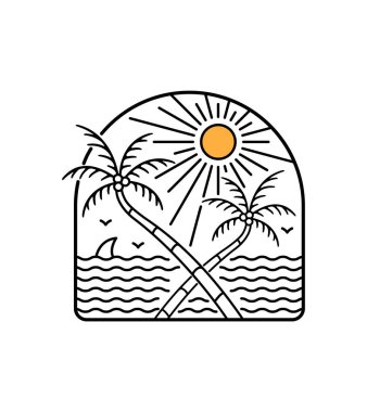 Basit tasarım yaz plajı mono serisi sanat, yama rozet tasarımı, amblem tasarımı, T-Shirt Tasarımı