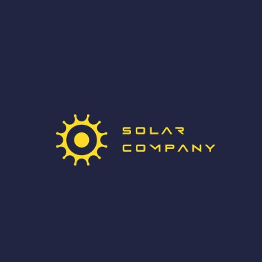 Solar Company logo tasarımı fikri. Siluet resimli güneş, güneş, ışık. Basit modern tasarım biçimi.