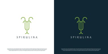 Olyulina logo tasarımı illüstrasyonu. Modern minimalist spirulina şifalı bitki yaprağı silueti.