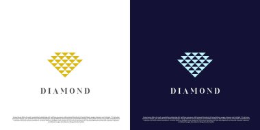 Yaratıcı elmas logo tasarımı çizimi. Geometrik şekilli monogram elmas fikri. Üçgen şekil koleksiyonundan elmas simge. Basit, düz, yaratıcı elmas mücevher zarif moda tasarımı..