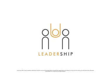 Takım lideri logo tasarımı çizimi. Patronun tasarımı, çalışanlar, astlar, yönetim ofisinin mesleği. Yaratıcı fikir minimalist liderlik çizgisi sanat tasarımı.