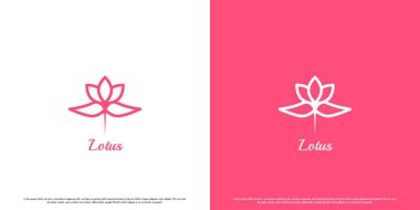 Zarif pembe nilüfer çiçeği logosu çizimi. Güzel nilüfer çiçeği silueti barışı, saflığı ve görkemi simgeler. Modern iç güzellik tasarımı. Kız yaşam tarzı güzellik salonu yoga ikonu.