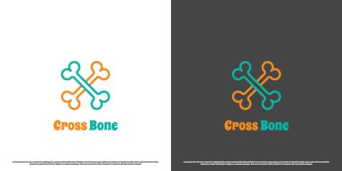 Sağlıklı kemik logosu çizimi. Basit düz siluet çizgisi sanat çapraz kemikler omurga eklemleri insan vücudu. Hastane ortopedik kemik kliniği sağlık sembolü.