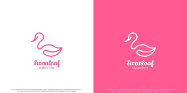 Güzellik kuğusu logosu çizimi. Bir kadın kuğunun çizgi sanat silueti, güzellik salonu, kadın, modern yaşam tarzı, zarif, minimalist, lüks. Sağlık Güzellik Salonu ev simgesi.