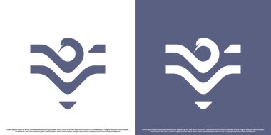 Kuğu V harfi şampiyonu logo tasarımı illüstrasyonu. Basit düz siluet zarif minimalist modern yaratıcı geometrik monogram hayvan kuş tüyü harfi f f f f f f ve kupa. Hayvan şampiyonu maskot sembolü.