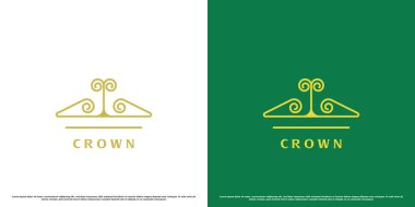 Kraliçe Taç Logosu tasarımı. Çizgi sanatı silueti, Veliaht Prenses, Kral, soyut, minimalist, zarif lüks. Ortaçağ modern kraliyet tacının güzelliği soyut simge yaratıcı.
